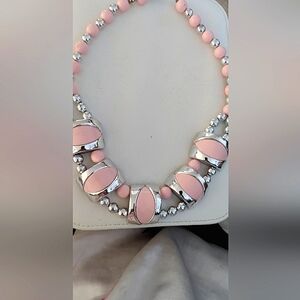 80's pink & silvertone necklace!